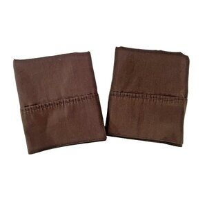 PAIR Vtg California Design Den Pillowcases Chocolate Brown 100% Cotton Bedding